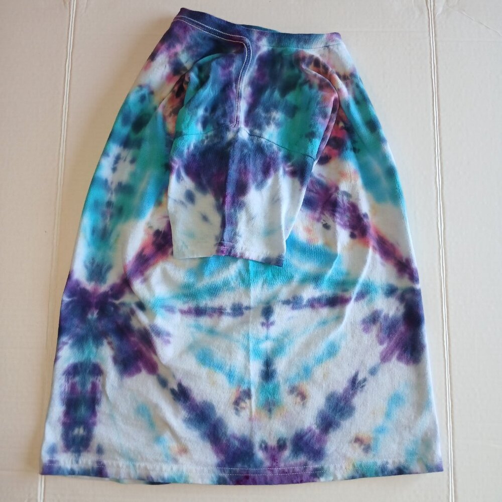 Tie Dye T-Shirt Off Center Diamond Pattern Blue Purple Orange Pink Kid's Large - Picture 7 of 16
